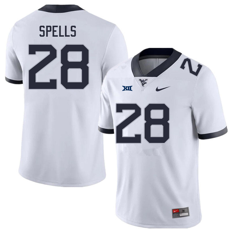 Men #28 Jacolby Spells West Virginia Mountaineers College Football Jerseys Sale-White - Click Image to Close